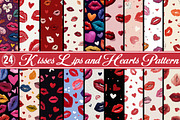 Kisses Lips and Hearts Pattern, a Pattern Graphic by SVGArt (Thumbnail 1 of 8)