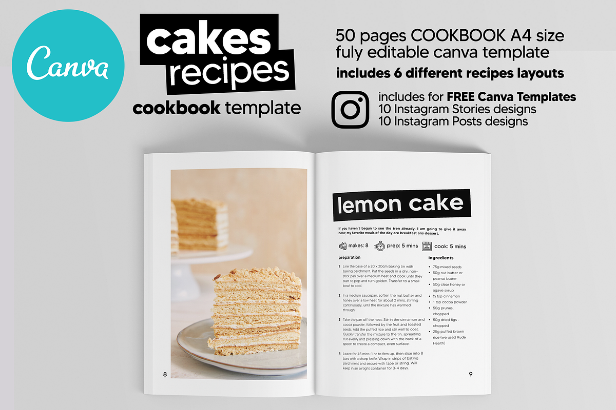Canva Cake Recipes Cookbook Template, a Magazine Template by DeLaGranSiete (Photo 5 of 11)
