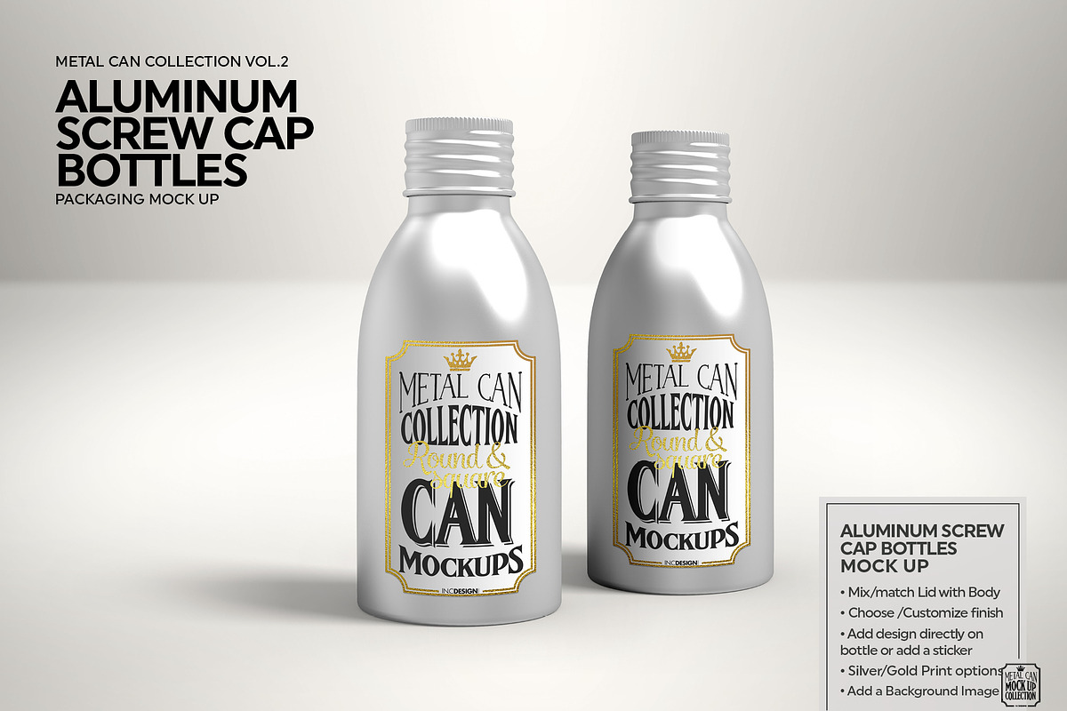 Aluminum Screw Cap Bottle Mockup, a Cups & Container Mockup by INCDesign (Photo 2 of 9)