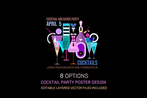 Cocktail Party Poster Vector Designs, a Decorative Illustration by danjazzia