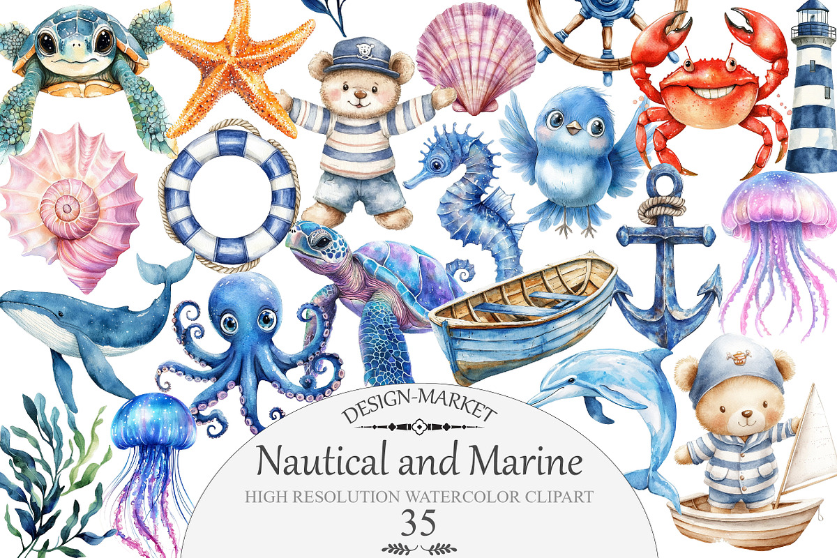 Nautical and Marine Clipart, an Animal Illustration by Design Market (Photo 1 of 4)