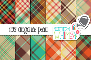 Fall Seamless Diagonal Plaid, a Pattern Graphic by Northern Whimsy Design