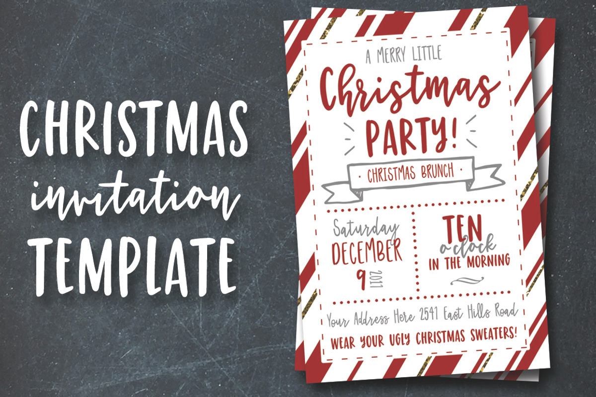 Christmas Party Invitation Template, an Invitation Template by Dansie Design (Photo 1 of 3)