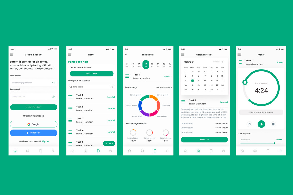 Pomodoro Planner, Daily & Task App, an App Template by nagaredesignstudio (Photo 2 of 2)