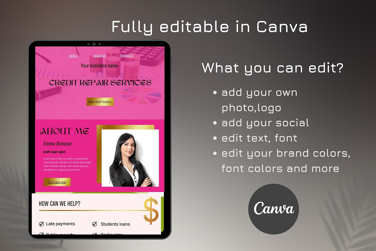 Canva Credit Repair Branding Kit, a Branding & Logo Template by Amiraliya (Photo 6 of 6)
