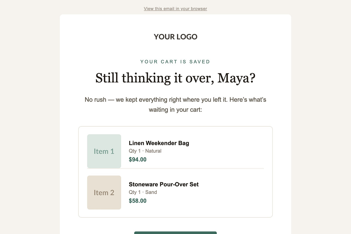 Mailchimp Abandoned Cart Templates, an Email Template by Art Club (Photo 2 of 4)