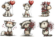 Whimsical Valentine Day Animals PNG, an Illustration by CraftArtStudio (Thumbnail 6 of 6)