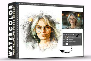 Watercolor Cartoon Psd Template