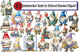 Watercolor Back to School Gnome, an Illustration by Design Market
