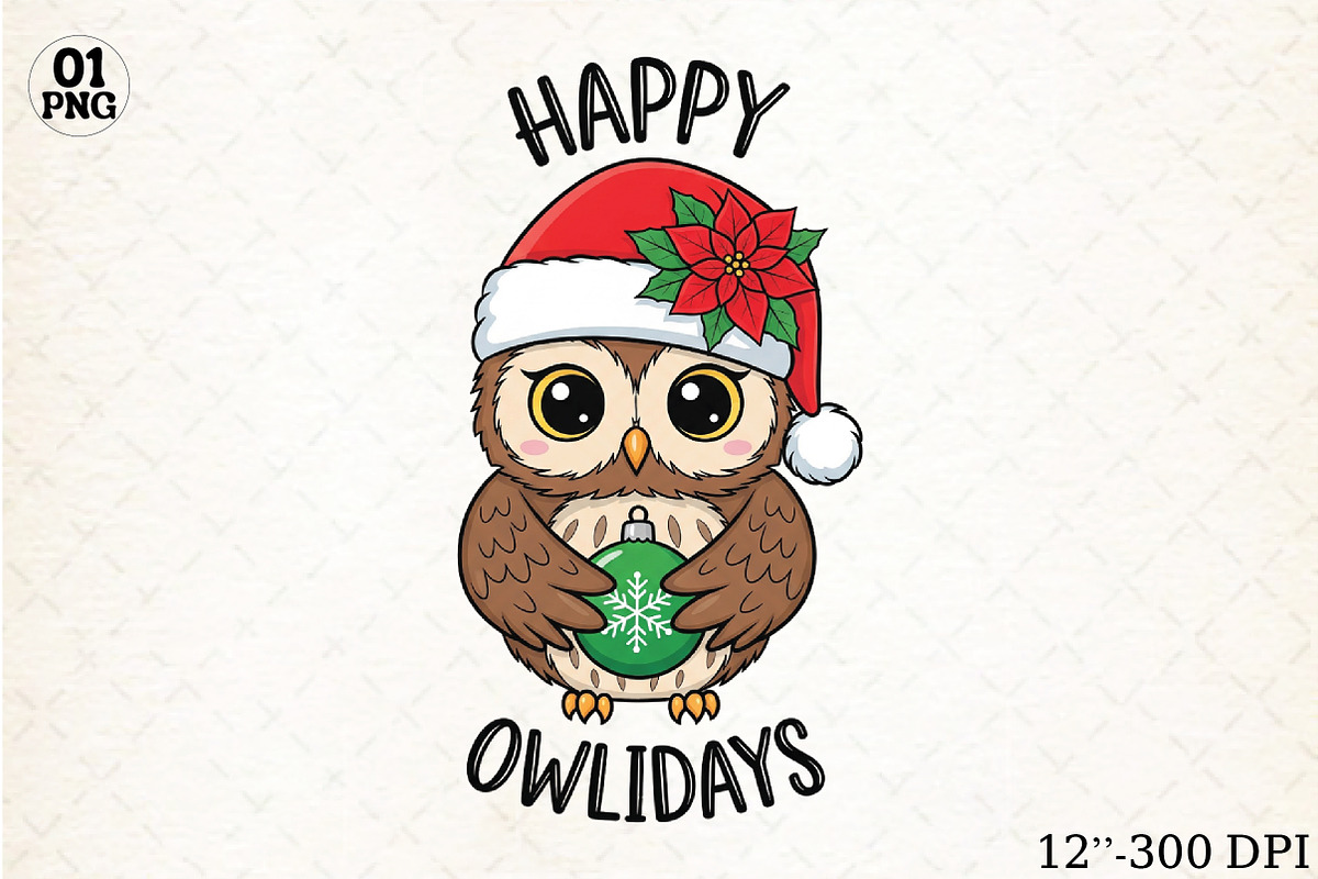 Owlidays Funny Christmas Sublimation, an Illustration by Libby Wishes (Photo 1 of 5)