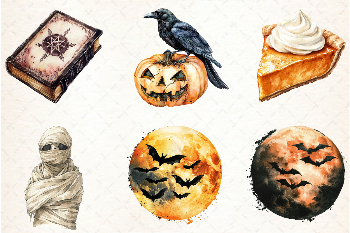 Vintage Creepy Halloween Clipart, an Illustration by Libby Wishes (Photo 6 of 7)