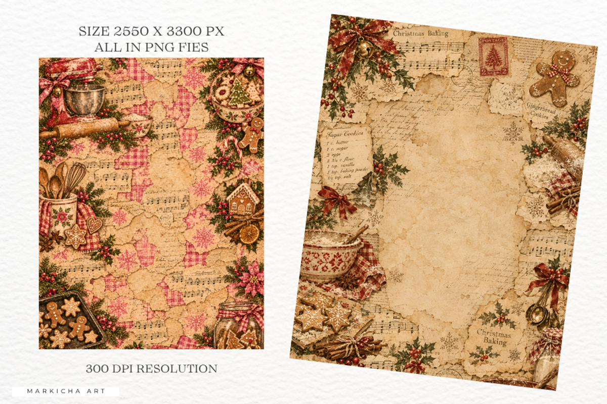 Baking Christmas Junk Journal Pages, a Background Graphic by Markicha Art (Photo 3 of 5)