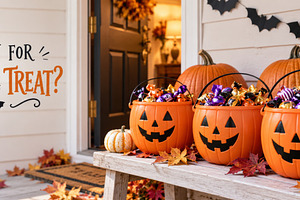 Halloween trick or treat display wit, a Photo by Dvoevnore photos