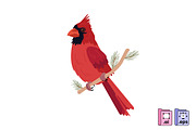 Elegant Red Cardinal Bird, an Animal Illustration by MISS CHATZ (Thumbnail 1 of 3)
