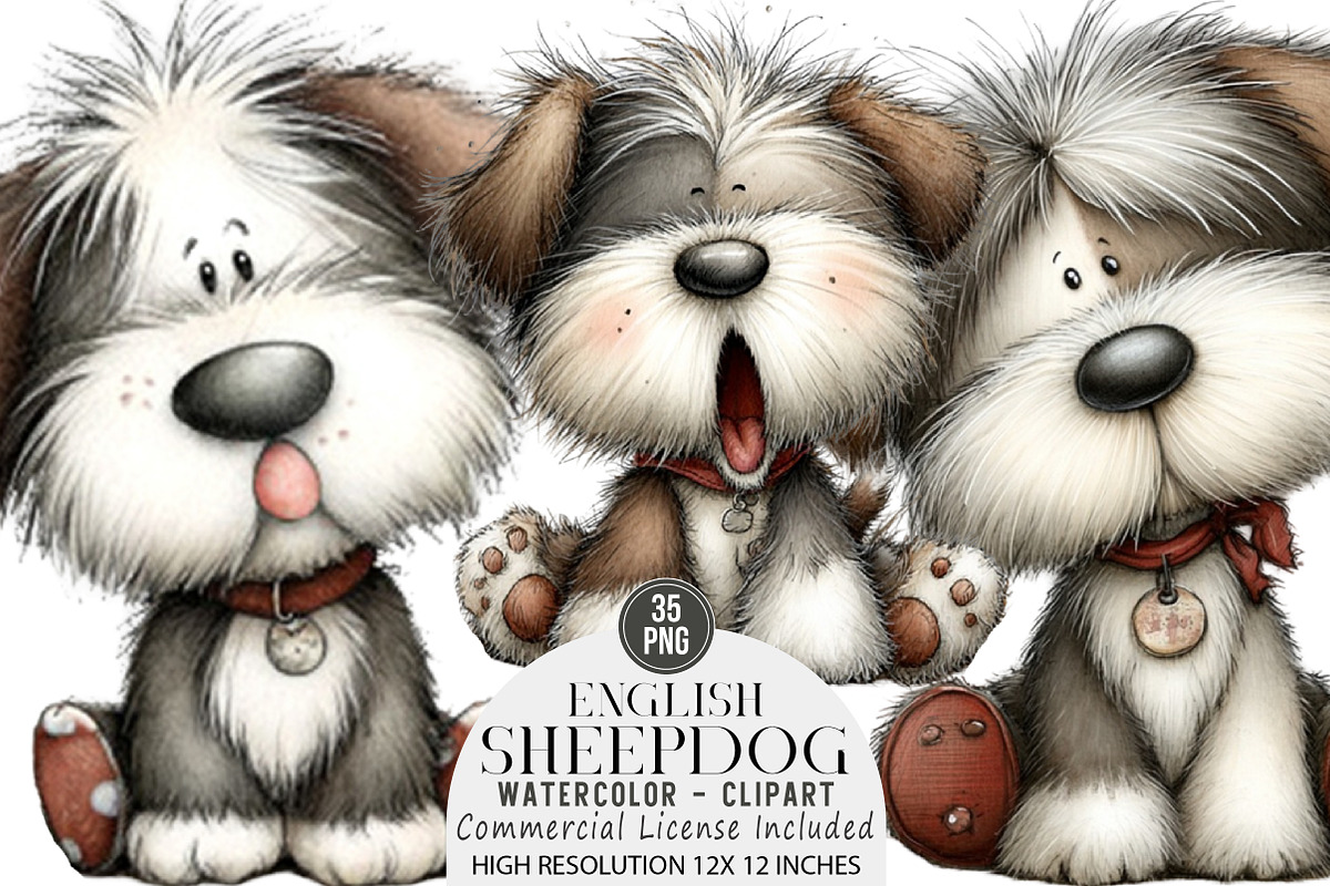 English Sheepdog Clipart, an Illustration by DreamArtGraphic (Photo 1 of 5)
