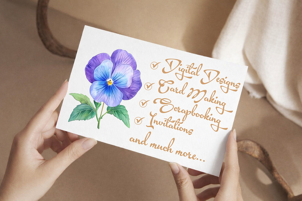 Watercolor Pansy Flowers Clipart, an Illustration by Libby Wishes (Photo 6 of 7)
