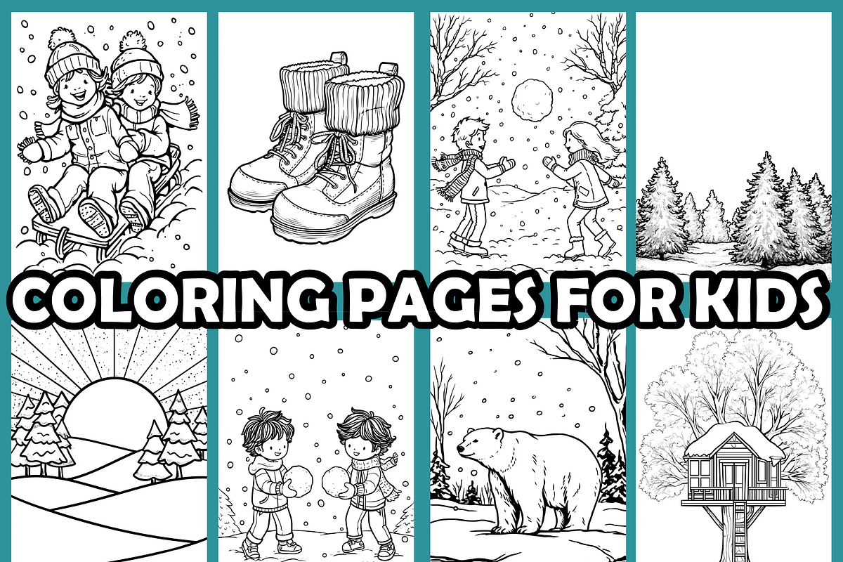 Easy Winter Coloring Pages for Kids, an Animal Illustration by martinblan (Photo 3 of 4)