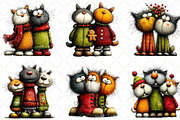Whimsical Christmas Cats Clipart, an Illustration by Black Bird Studio (Thumbnail 2 of 6)