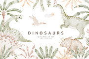 DINOSAURS watercolor set, an Animal Illustration by erasovas (Thumbnail 1 of 10)