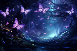 Vibrant Magical Forest Butterfly