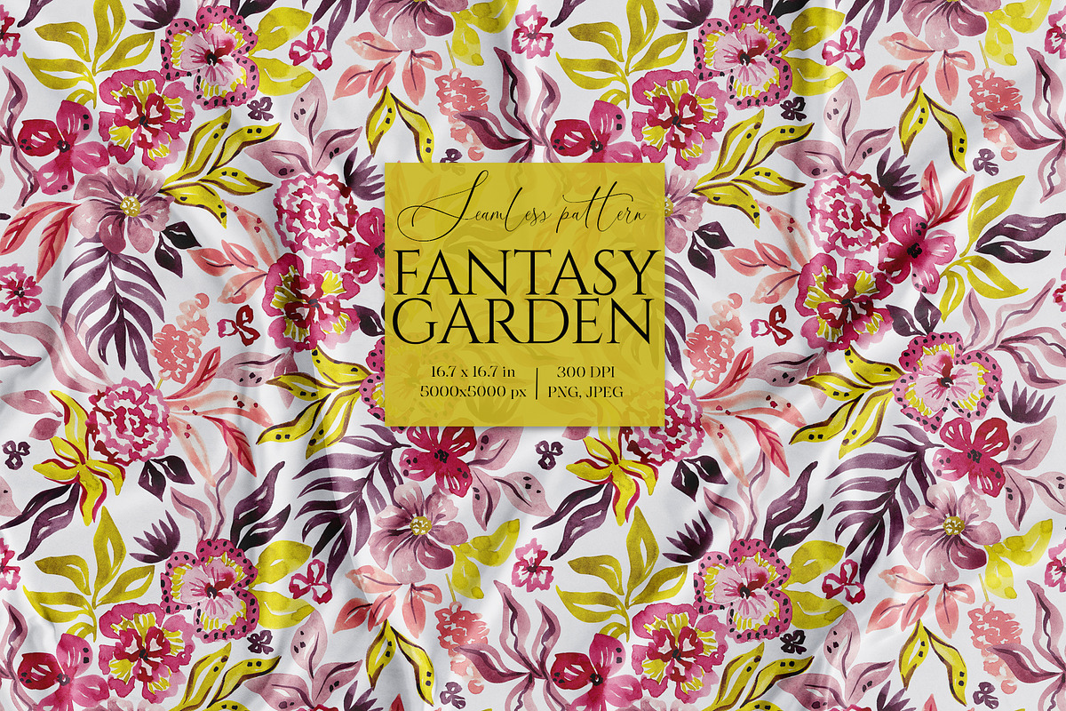 Fantasy flowers seamless pattern, a Pattern Graphic by SirenaArt (Photo 1 of 17)