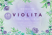VIOLITA Floral Design Set Watercolor, a Texture Illustration by andypray (Thumbnail 1 of 6)