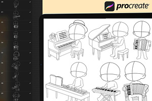 50 Procreate Chibi Musician Stamps