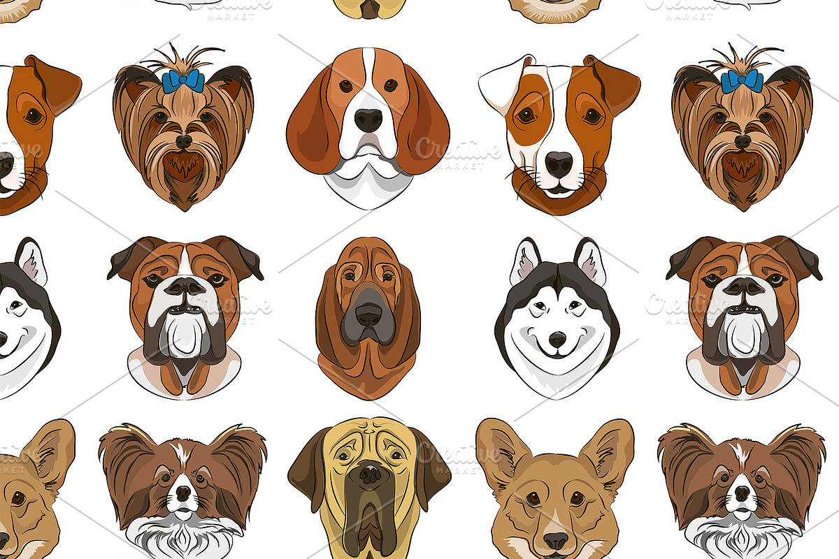 illustration of different dogs breed, a Pattern Graphic by Netkoff