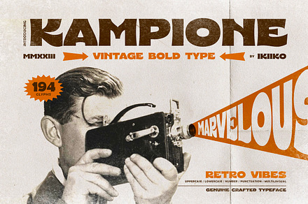 Kampione - Vintage Bold Type, a Sans Serif Font by ikiiko