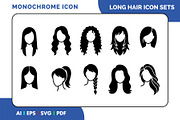 Long Hair Simple Vector Icon Set, a Solid Icon by Fontmine Studio (Thumbnail 1 of 3)