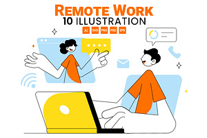 10 Home Remote Working Setup, a Finance Illustration by denayunebgt