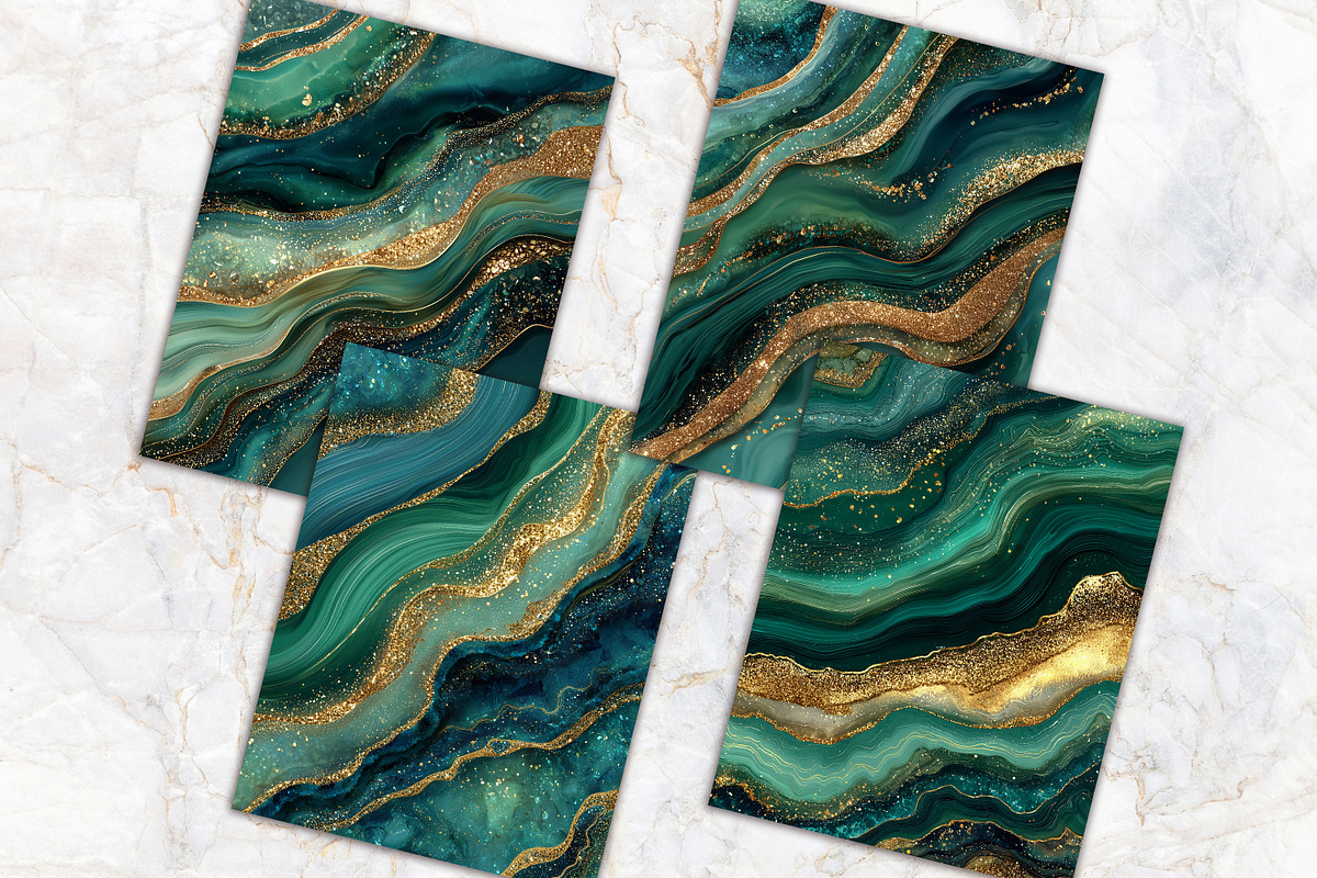Emerald Green Agate Textures Paper, a Background Graphic by V Design Creator (Photo 9 of 12)