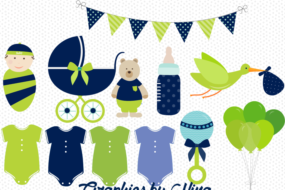 Boy Baby Shower clipart, an Illustration by Graphics by Nina