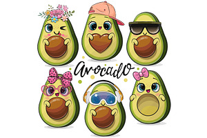 Cute Cartoon Avocados