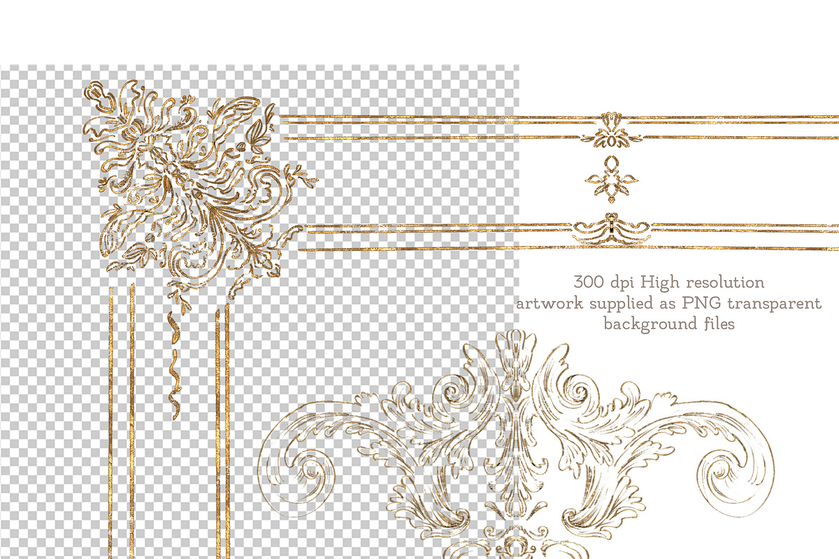 Vintage Gold French Ornamental Set, a Decorative Illustration by AlenaVlasko stock Market (Photo 2 of 9)