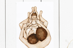 Newborn Parents Family Watercolor