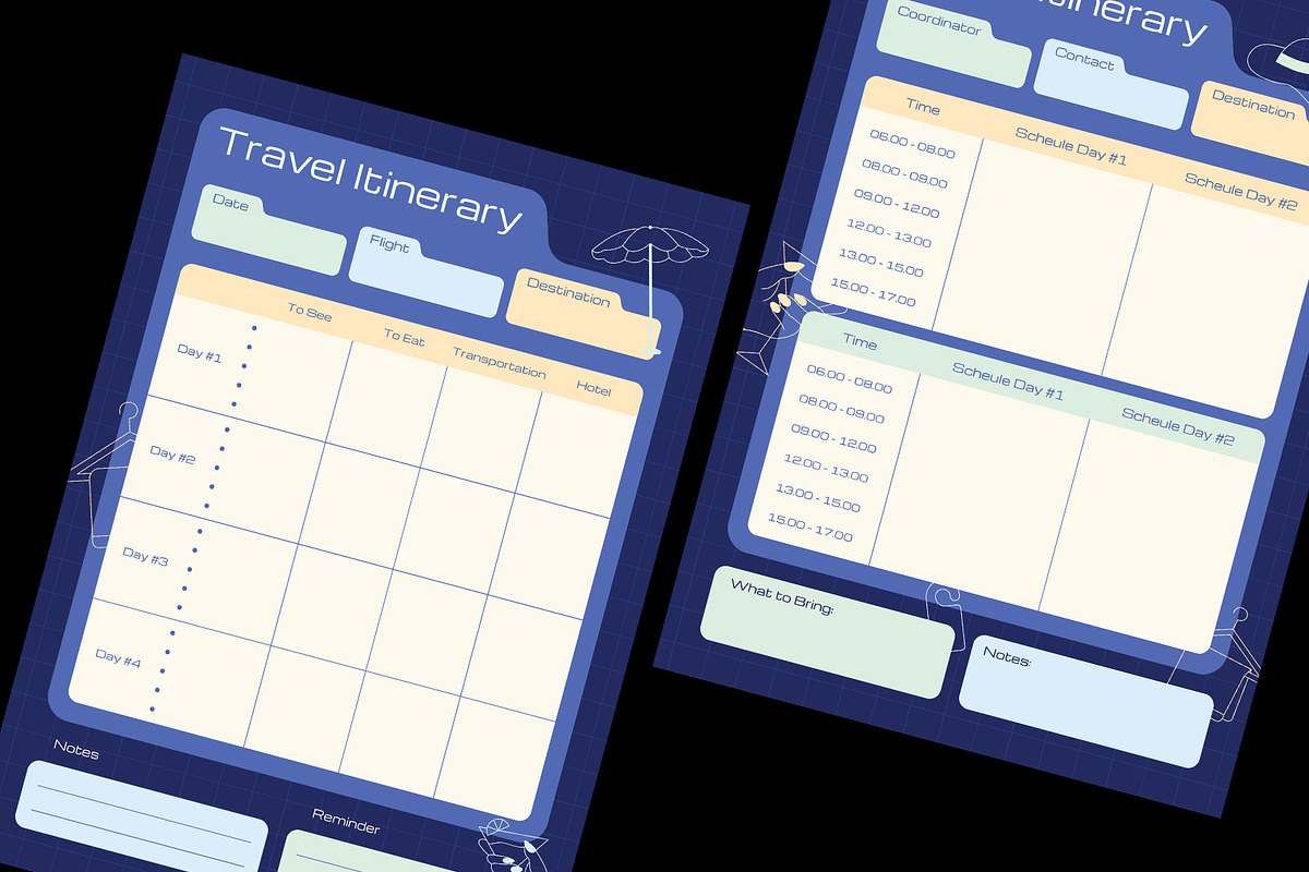 Travel Itinerary Planner Template, a Stationery Template by Neermana (Photo 2 of 4)