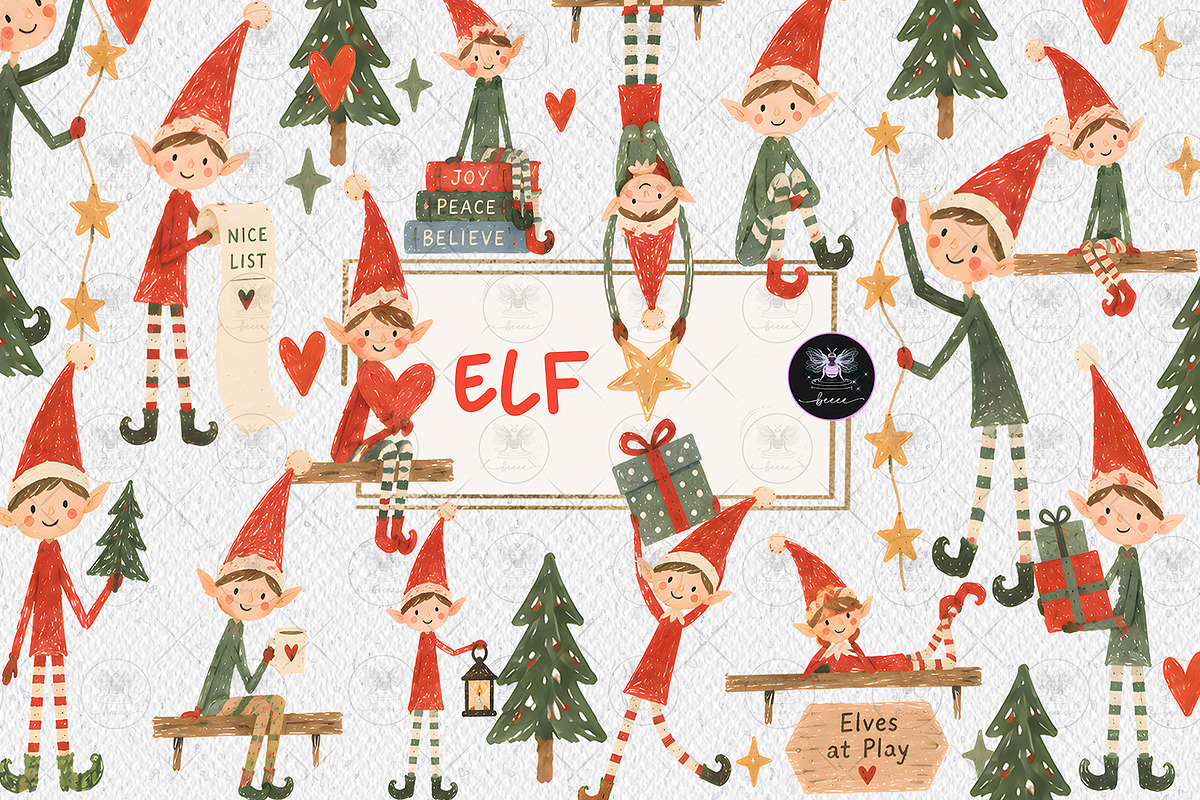 Christmas Elf Clipart, a Decorative Illustration by BigCakeBee (Photo 1 of 3)