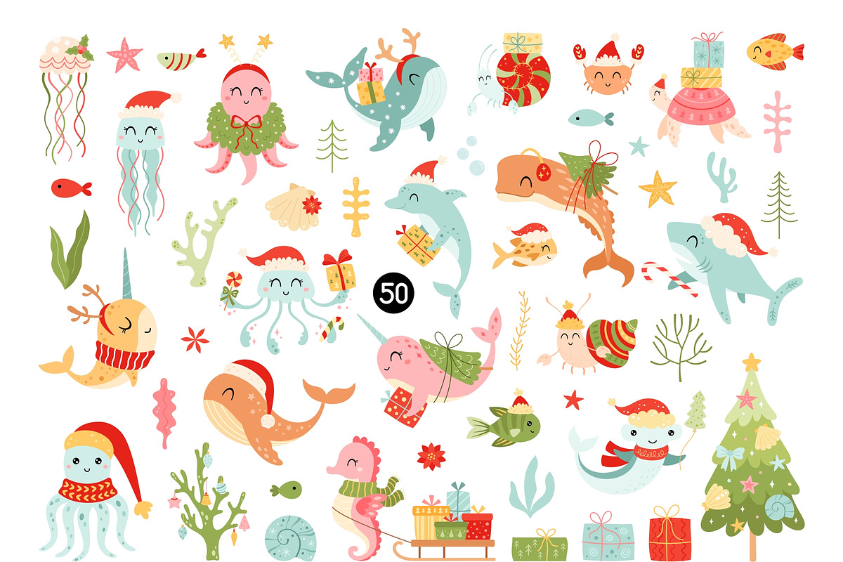 Christmas under the sea, an Animal Illustration by JulzaArt (Photo 2 of 6)