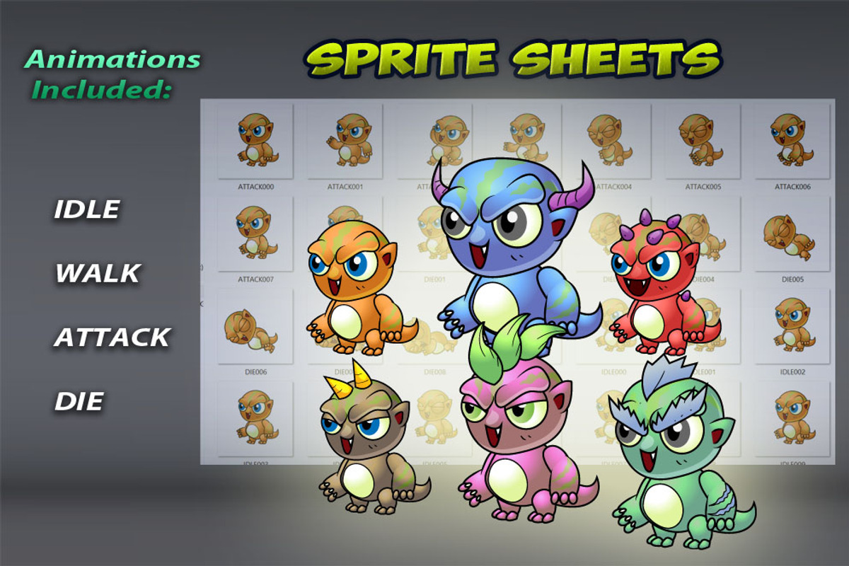 6 Monsters Game Sprites Set, an Illustration by DionArtworks (Photo 2 of 4)