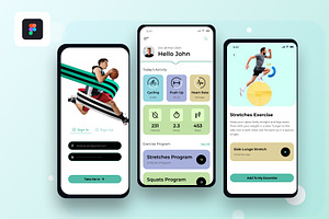 Fitness App, an UI Kit Template by Sujun Baidyaa