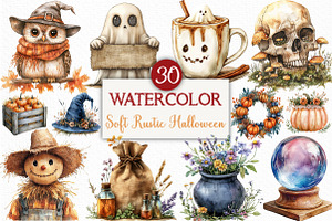 Soft Rustic Halloween Clipart, an Illustration by Craft Nest