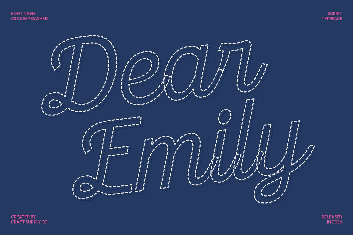 CS Casey Dashed, a Script Font by Craft Supply Co. (Photo 2 of 8)