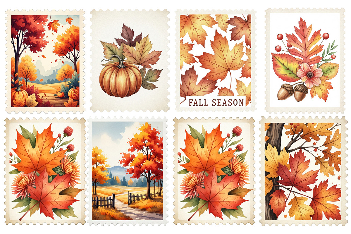 Fall Season Stamps PNG, an Illustration by SinaCreation (Photo 3 of 5)