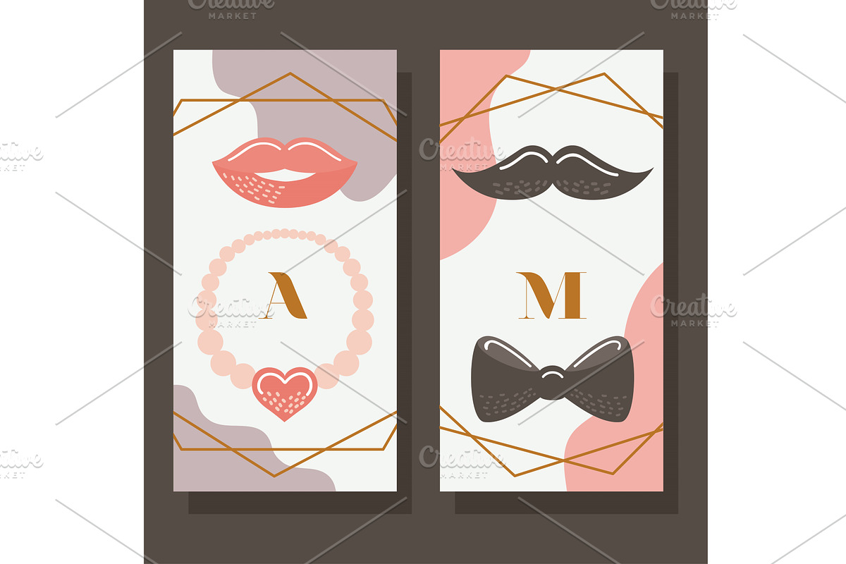two wedding cards templates, an Illustration by studiogstock