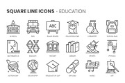 Square line icons, an Outline Icon by Howcolour (Thumbnail 50 of 85)