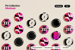 Enamel Pin Button Mockup Set, a Merchandise Mockup by Mego-studio