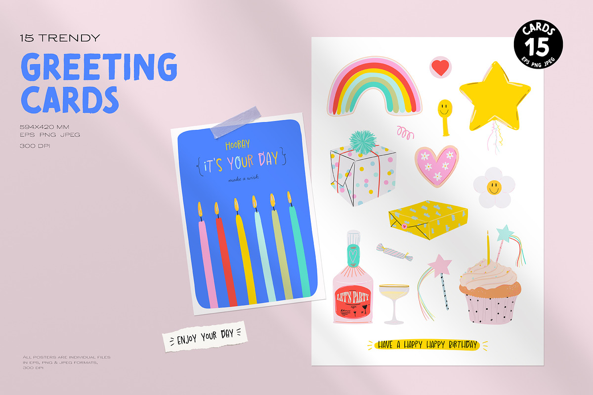 Party Clipart, Cards & Patterns, a Decorative Illustration by Ruslana Lubenets (Photo 7 of 22)