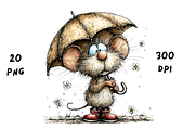 Whimsical Spring Rainy Mouse, an Animal Illustration by GiraffeCreative (Thumbnail 6 of 20)
