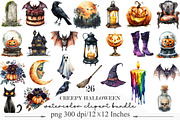 Vintage Creepy Halloween Clipart, an Illustration by Designking (Thumbnail 1 of 5)